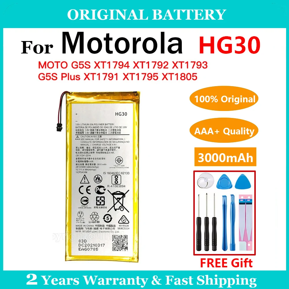 Original 3000mAh HG30 Battery For Motorola Moto G5s Plus XT1791 XT1792 XT1793 XT1794 XT1795 XT1805 XT1803 XT1804 XT1805 Battery