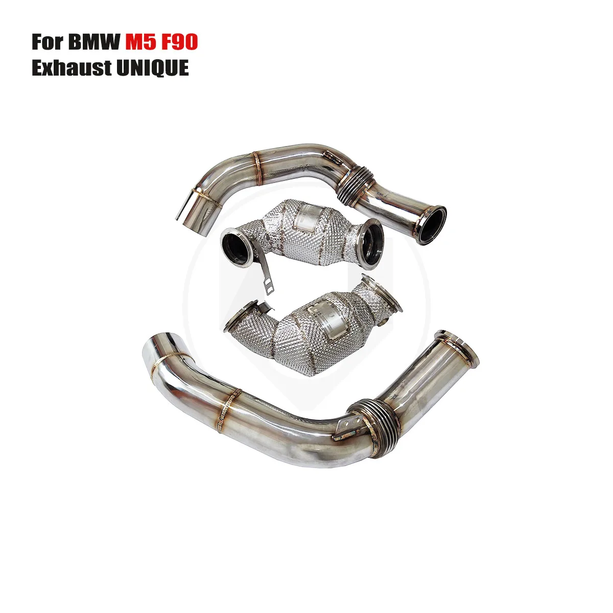 

УНИКАЛЬНЫЙ дизайн 2017-2023 BMW M5 F90 V8 4.4T T304 передняя выхлопная труба из нержавеющей стали с котенком даунпай с изолятором