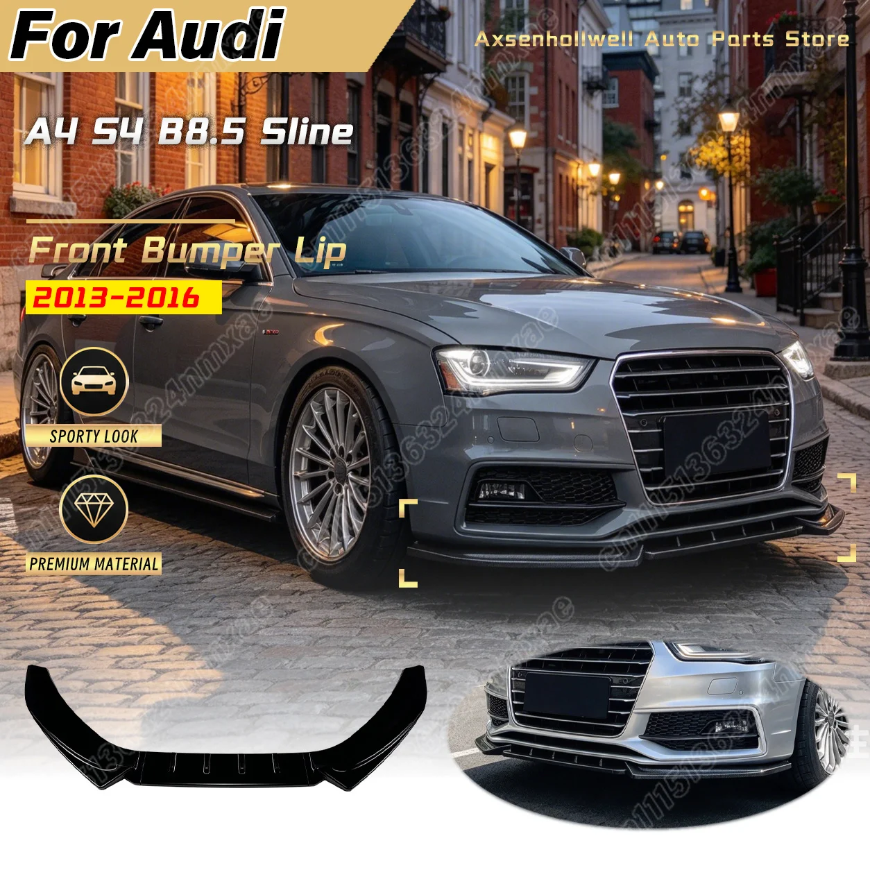 For Audi A4 S4 B8.5 Sline 2013 2014 2015 2016 Car Front Bumper Lip Aerodynamic Splitter Spoiler Upgrade Body Modification Kit
