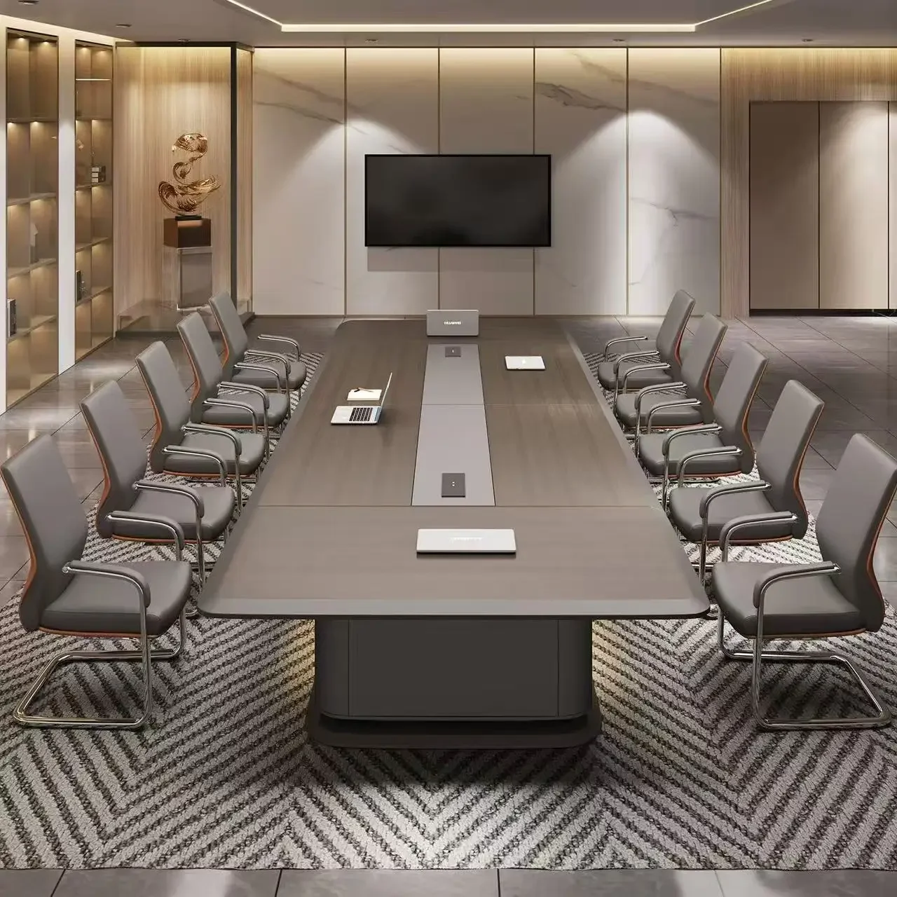 Large office conference table, long table, simple modern conference room negotiation table, high-end light luxury meeting pai