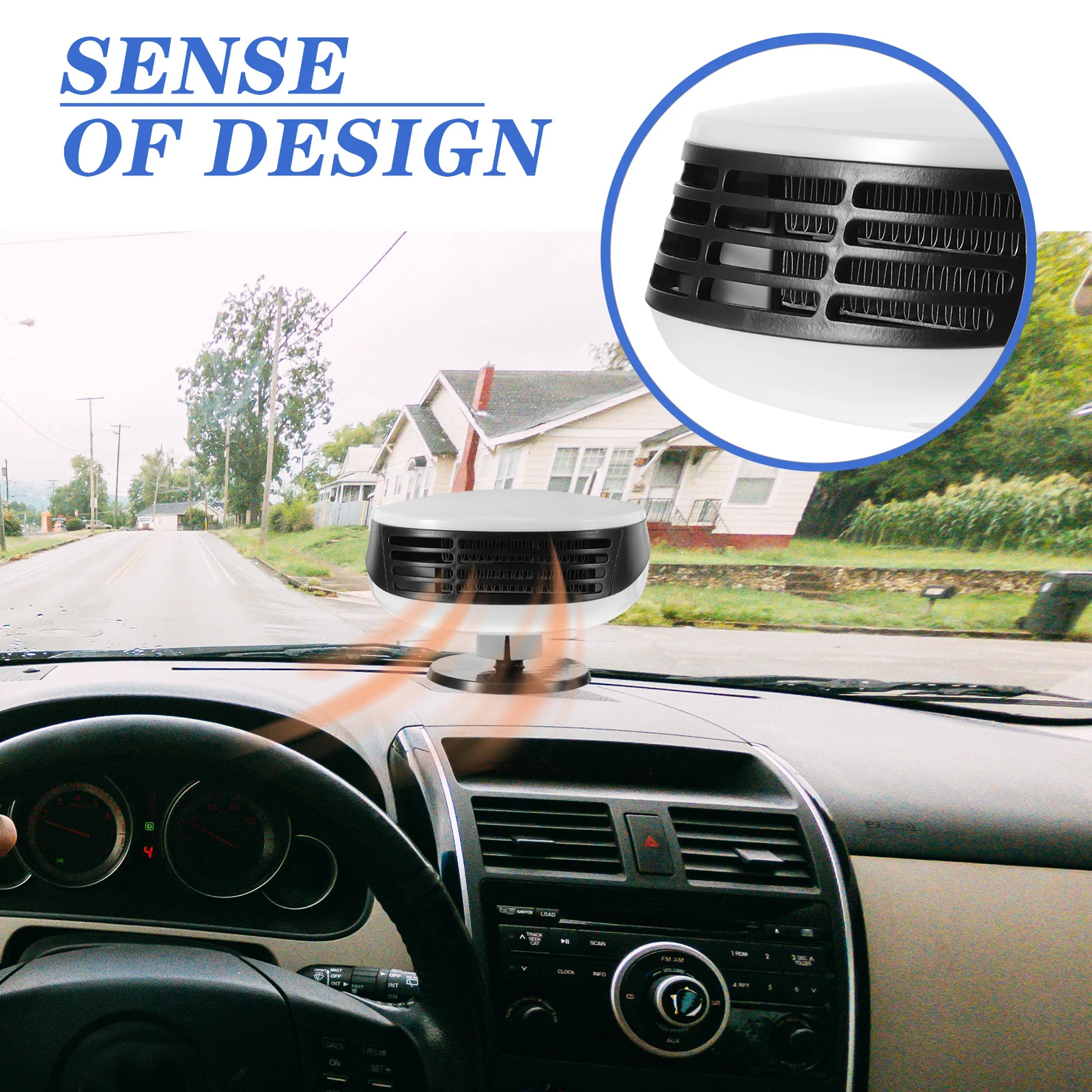 

Car Heater Defroster 12V Portable Auto Window Defogger Cigarette Lighter Plug 360 Degree Rotation Sturdy Materials Travel