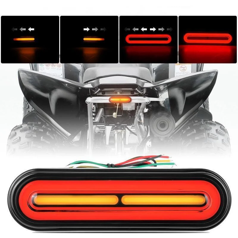 New Universal Motorcycle Brake Light With Turn Signals 12V-80V Compact Dual Color Dirt Bike Light Waterproof For ATV Tail Light