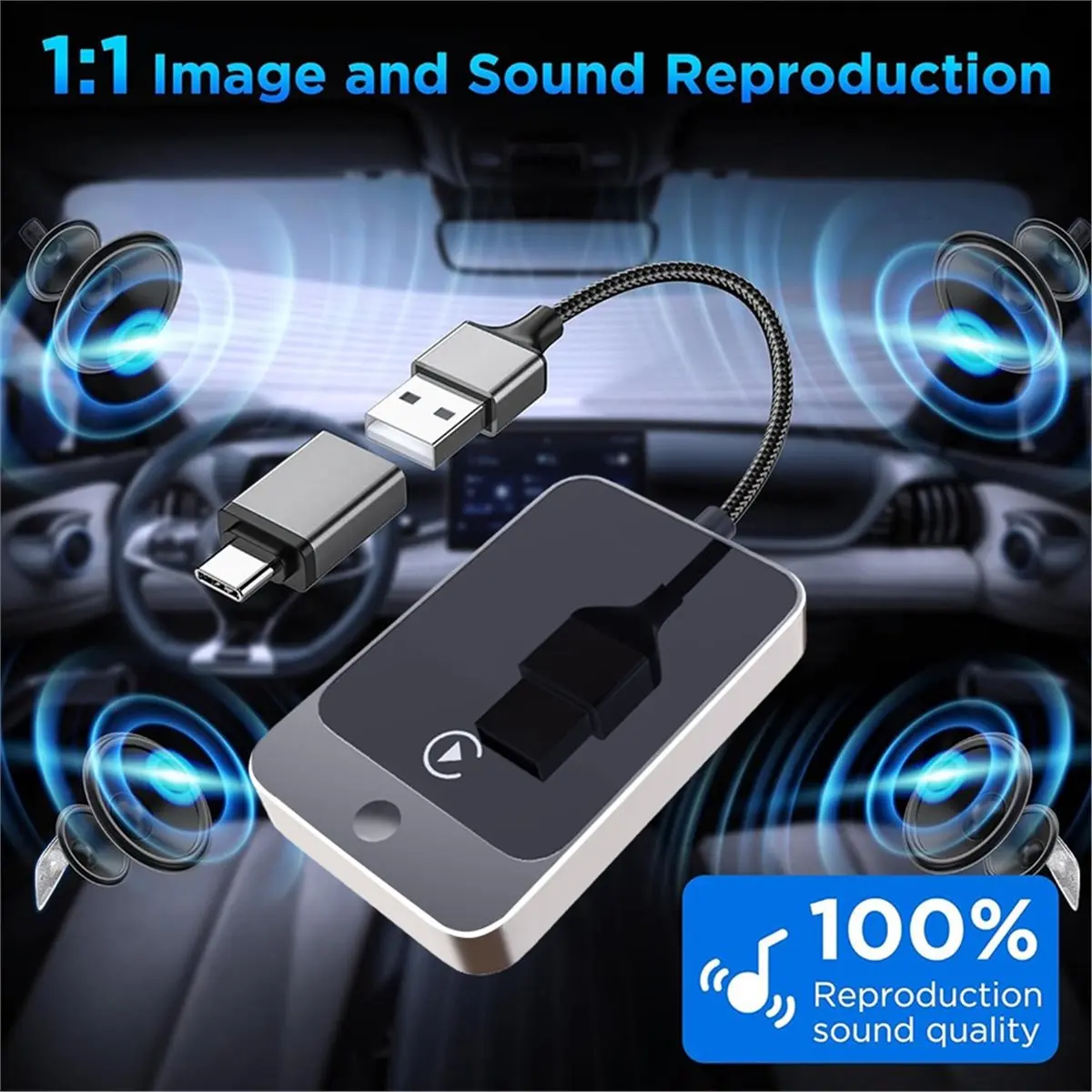 DT124 STOCK-Wireless CarPlay Module Smart Car Box 2-in-1 to Wireless Car Screen Projection Adapter Carplay+Auto