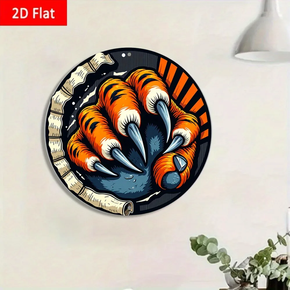 

[2D Flat] Tiger Claw with Diamond Wall Sign Suitable for Garage, Cafe Wall Art Decoration,Holiday Gift, Perfect for Room Decor
