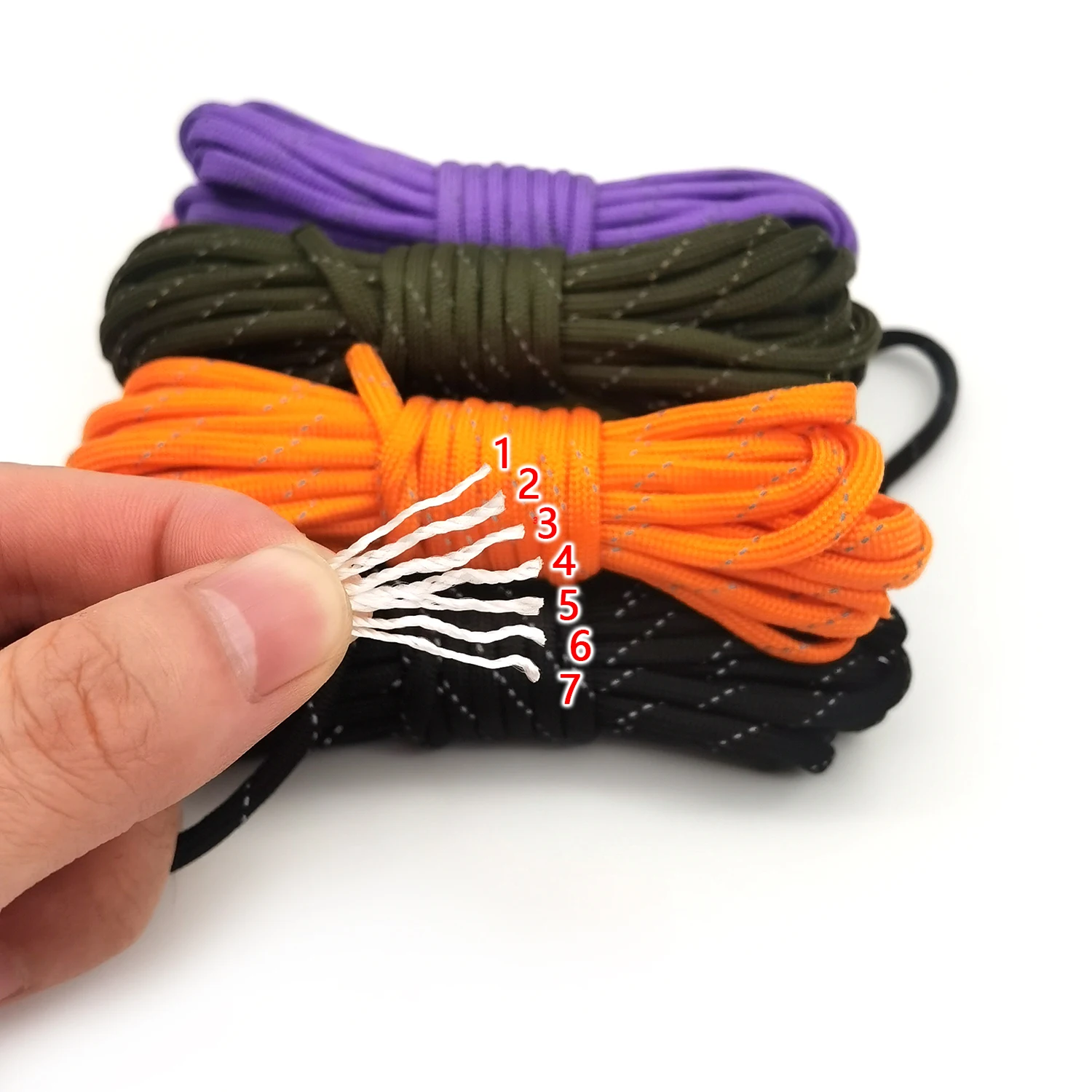 5m/10m 7-core reflective paracord 4mm diameter Outdoor camping night reflective tent rope Hiking Tent Accessories Bracelet rope