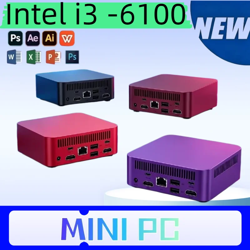 2026 High Performance New Core  i3 6100 PC  MINI 16GB RAM 1TB 2TB SSD WIFI 6 BT5.2 4K HD Mini Gaming Office Study Pc