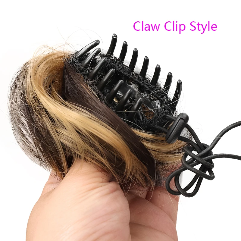 Women\'s Claw clip Hair Buns Synthetic Curly Chignon Ombre Claw Hair Messy Buns Updo claw Clip In Hairpiece For Women