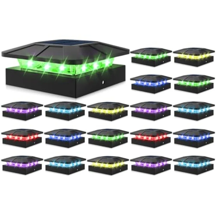 

4x4 Solar Post Cap Lights RGB Color Changing 20 Pack Outdoor LED Fence Light Solar Powered Waterproof Wood/Vinyl Posts Top Ligh