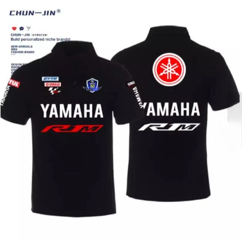 

Мужская рубашка-поло Yamaha, черная, хлопковая, лето 2021, повседневная уличная одежда, классический гоночный логотип
