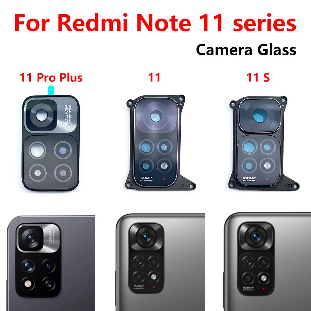 20Pcs，NEW Back Camera Glass Lens Cover With Frame Holder For Redmi Note 11S 11T 5G 11 Pro Plus Lens With Sticker Replacement