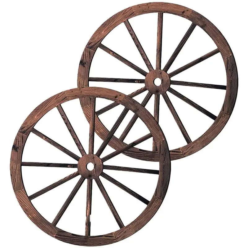 2pcs Wagon Wheel Decor in legno Vintage Wagon Wheel Wood Decor per Bar Garage soggiorno artigianato ruote decorazione della casa