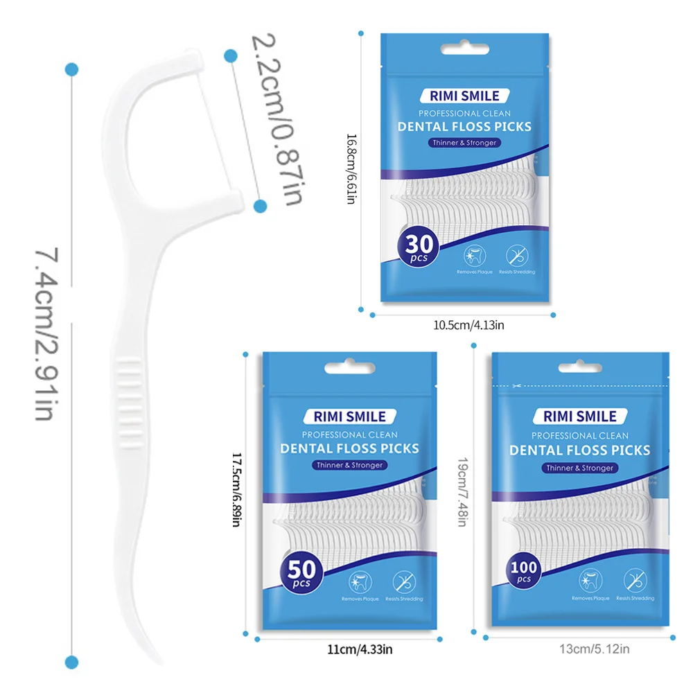 30/50/100/200PCS - RIMI SMILE Smooth Floss Stick - Clean interdental gaps with just one - Practical dental floss stick for tooth