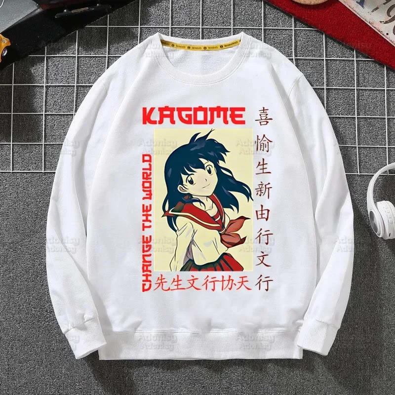 Feudal Demon Inuyasha Anime Fleece Sweatshirts Sesshoumaru Kagome Higurashi Harajuku Top Autumn Spring O Neck Hoody Mens