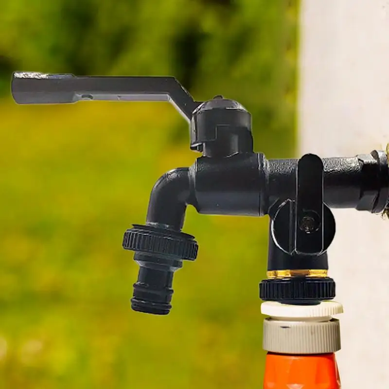 Outdoor Double Taps Water Faucet Double Outlets Garden Brass Faucet 1/2 Inch Inlet Home Water Hose Connector 1-Into-2 Spigot