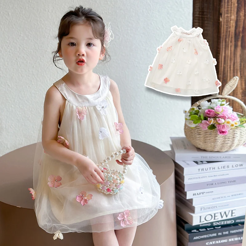 

Baby Girls Dresses Sweetheart Hanging Neck Skirt Child Summer Floral Sleeveless Dresses Toddler Girls Casual Outfit Size 2-9Y