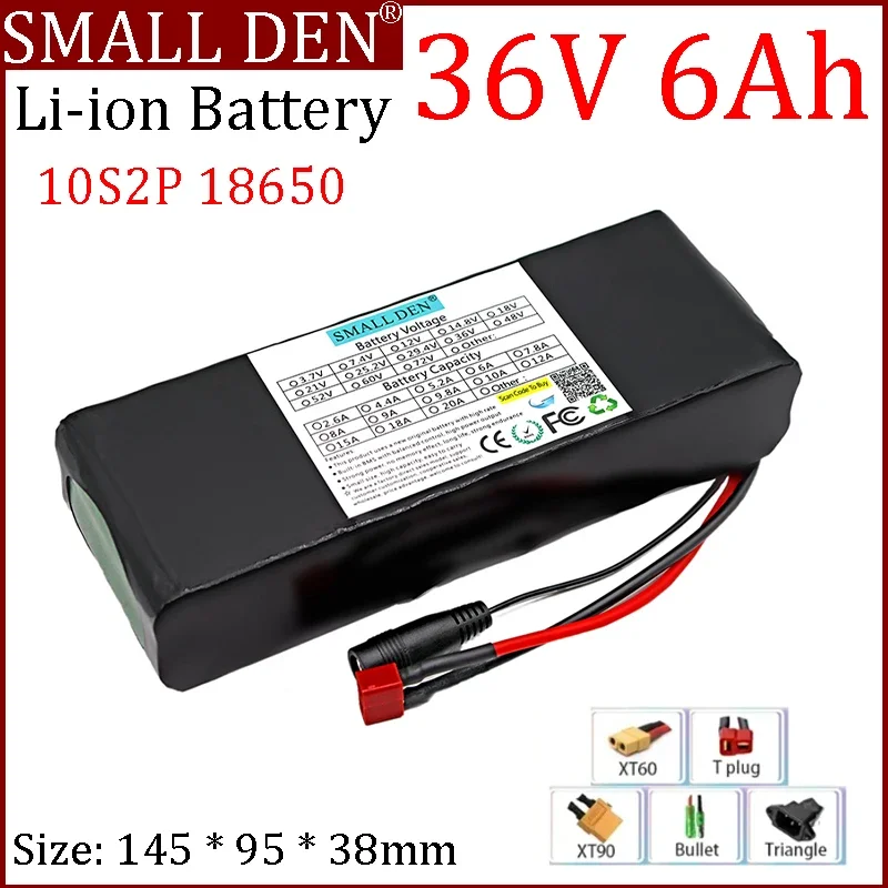 36V 6Ah 10S2P 18650 lithium battery pack 0-500W motor with BMS rechargeable battery, suitable for electric tools