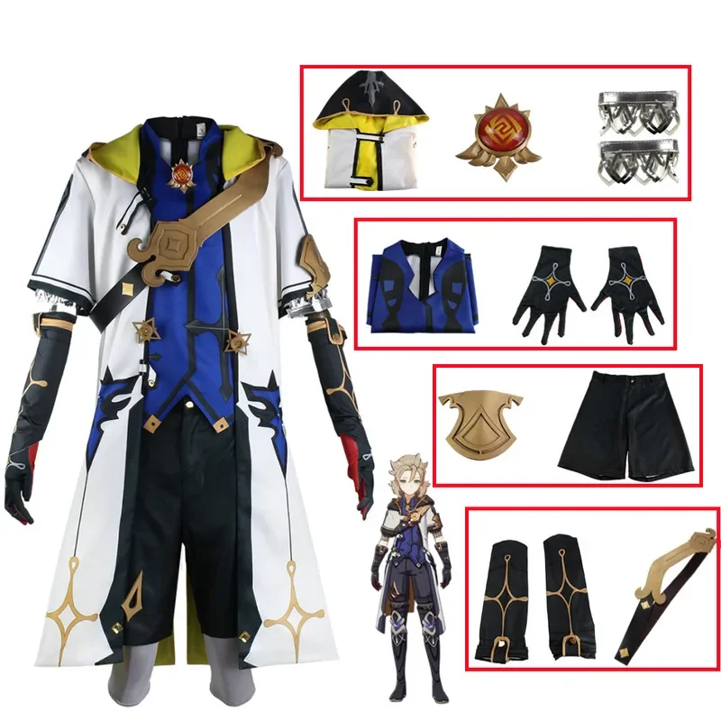 

Genshin Impact Costume Albedo Cosplay Halloween Party Game Clothes Wig Shoes Jacket Suit