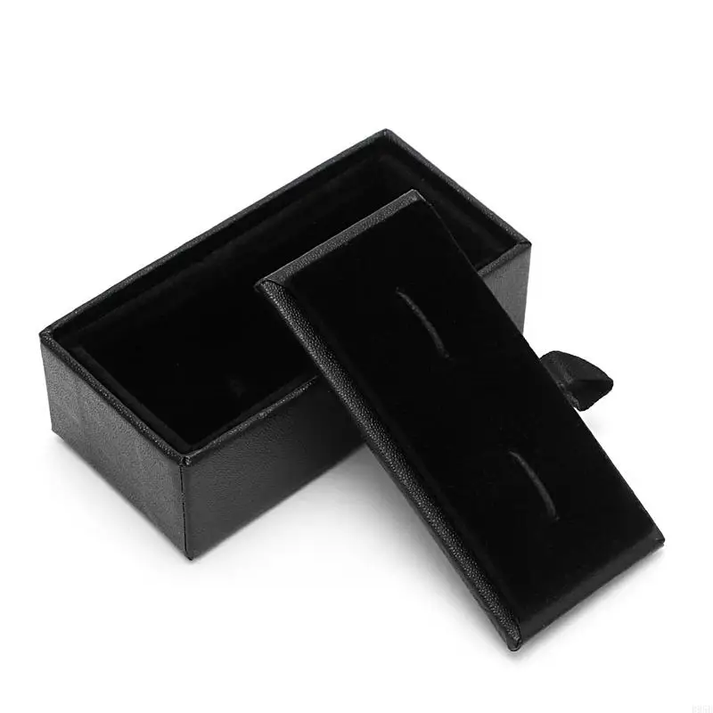 مربع تخزين Cufflinks Leather Cufflinks لحالة Cufflinks مجوهرات شاشة الفاخرة لارتباط الكفة بتخزين الحالات B95B