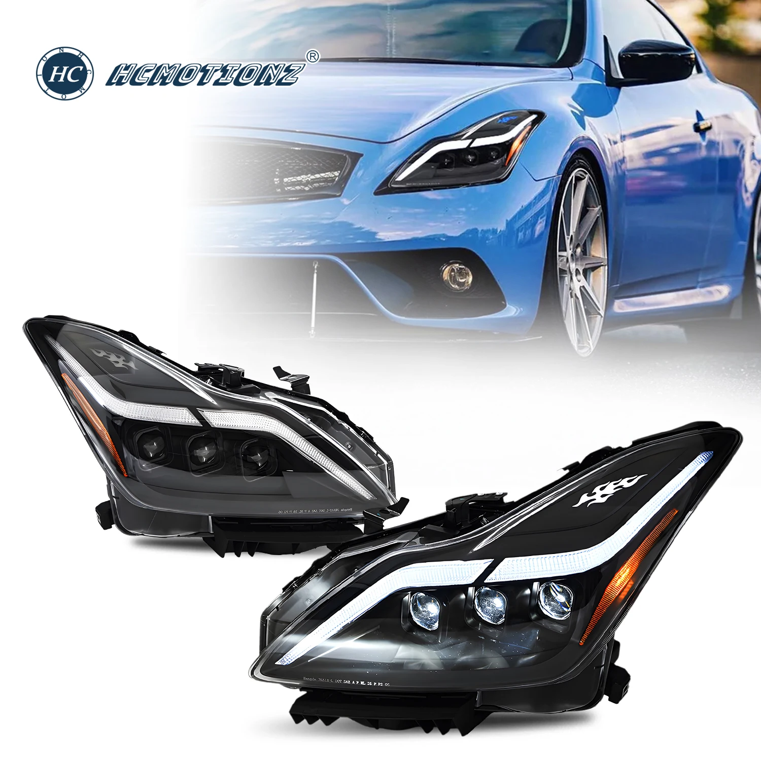 

HCMOTIONZ Headlights for Infiniti G37 2008-2013 Q60 Coupe Convertible 2014-2015 LED Front Lamps Assembly Start UP Animation