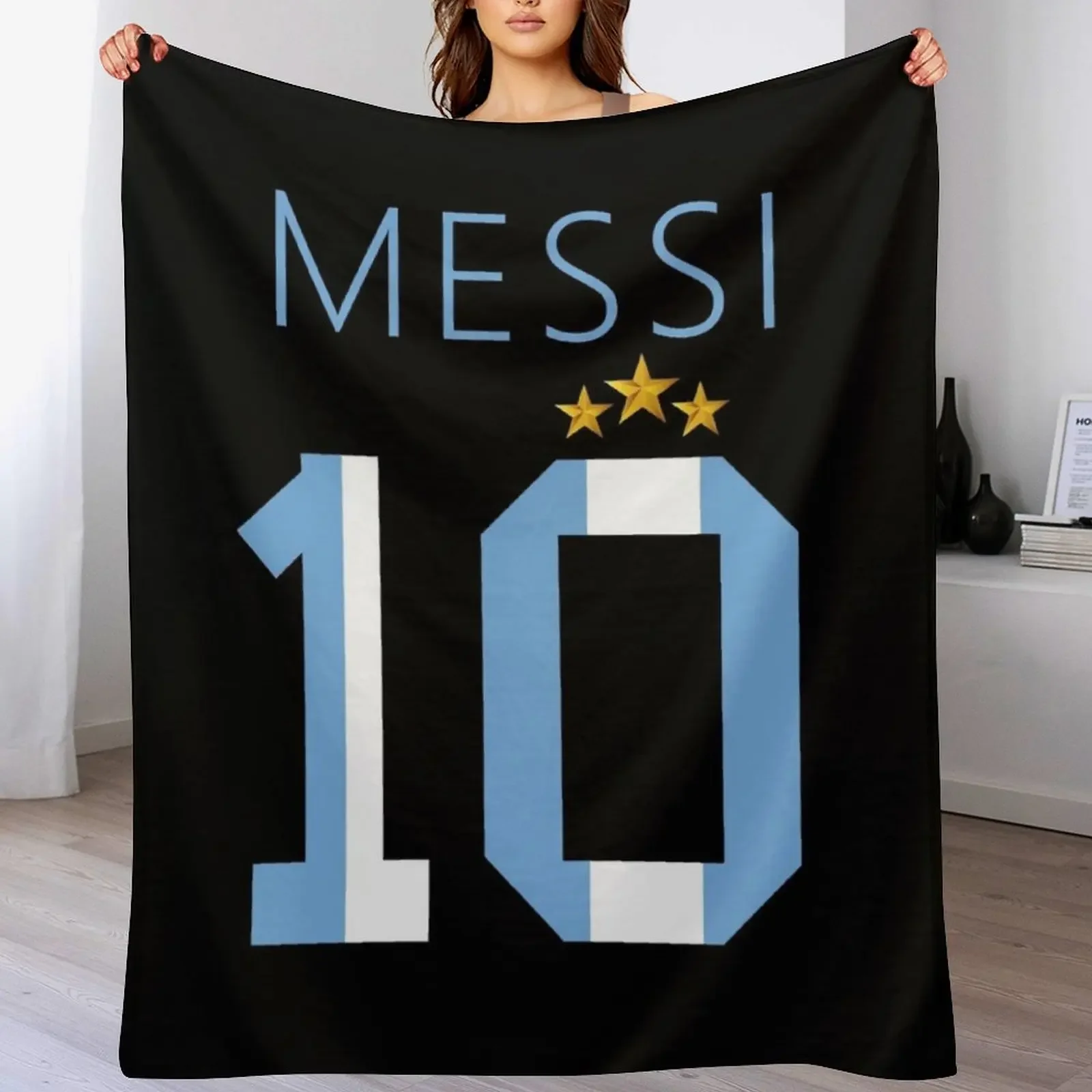 Messi argentina number 10 with 3 stars ver 1 Throw Blanket christmas decoration Sofa Throw Kid'S Flannels Blankets