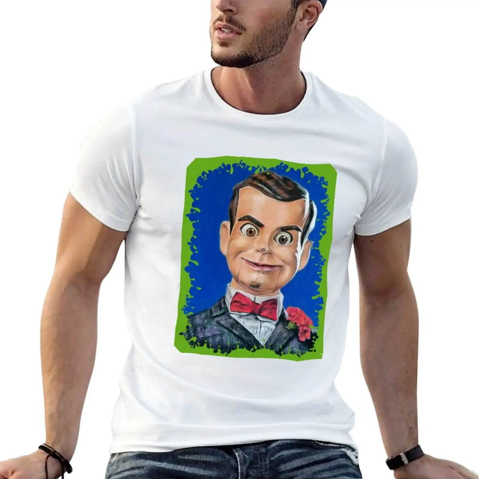 Spooky Ventriloquist Dummy monster slime T-Shirt Casual Simple Design Short Sleeve Shirt