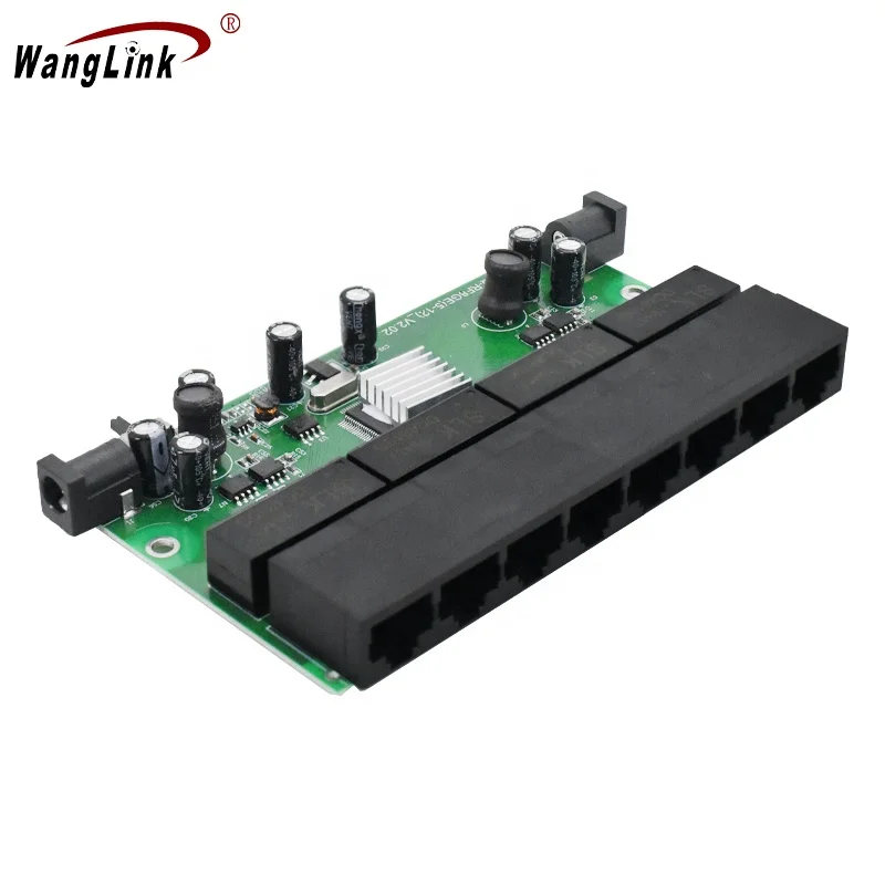 Wanglink 10/100/1000Mbps 8 Ports RPOE Switch 12-56V Reverse PoE Switch RPOE PCB