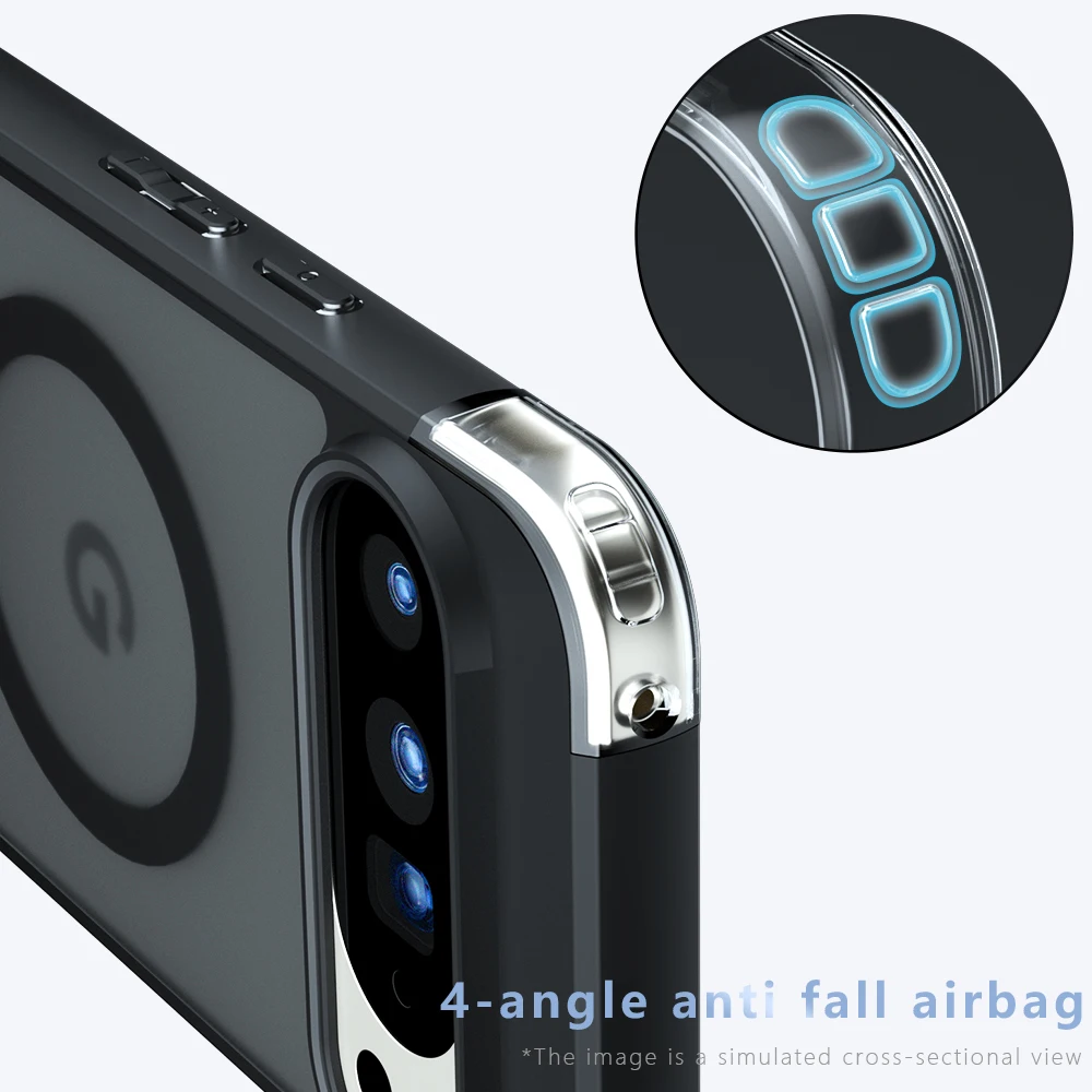 Funda de teléfono magnética con textura mate para Google Pixel 10 Pro XL 8 9 Pro 9A 8A Airbag cubierta protectora transparente a prueba de caídas CL001