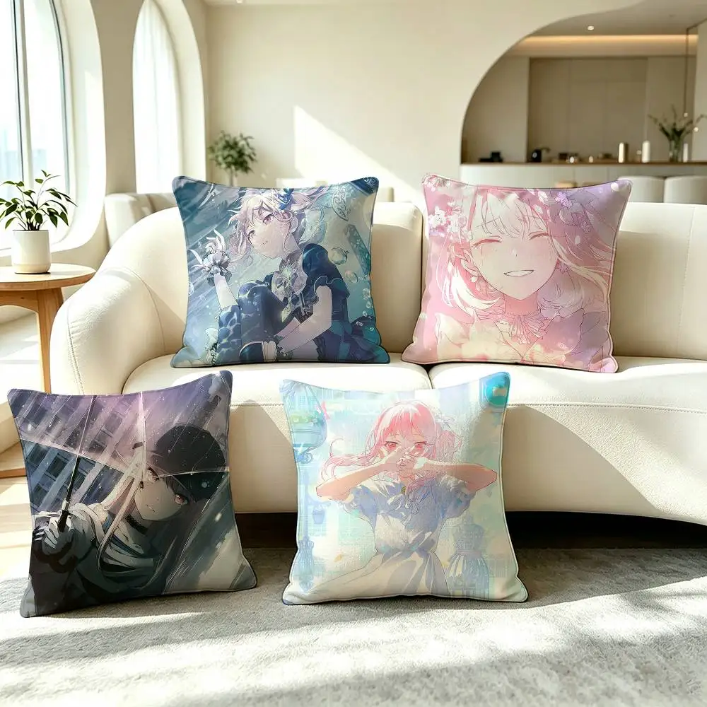 P-Project SEKAI M-Mizuki Akiyama Square Double-Sided printed Pillow Case Bedroom Bedside Pillow Sofa Cushion Cover