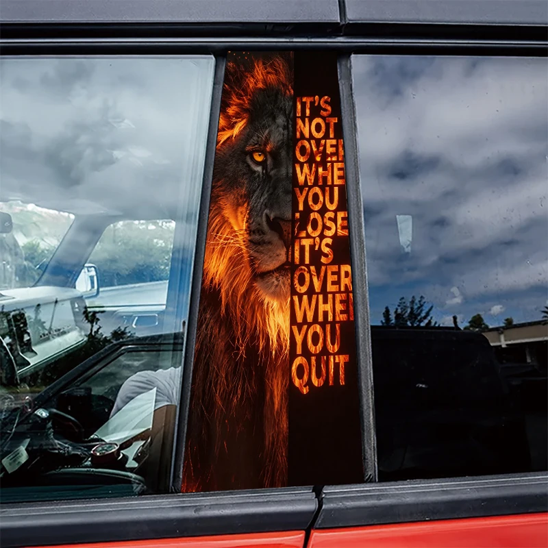 

2pcs Car Center Pillar Window Film Flame Lion Glossy protective polyethylene film