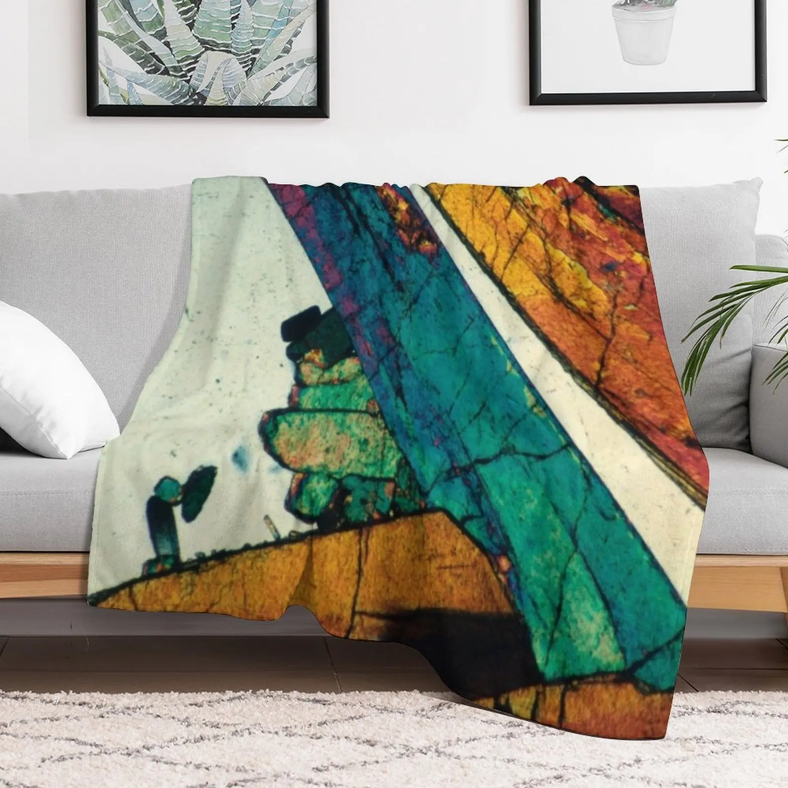 Geological thin section photograph of Epidote Blades in Quartz Throw Blanket Lightweight Cozy Blanket for Bed Sofa