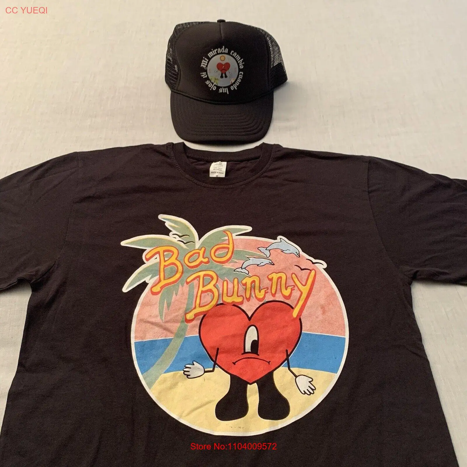 Bad Bunny Un Verano Sin Ti 2022 Tour T Shirt Size Medium with Snapback Cap Hat