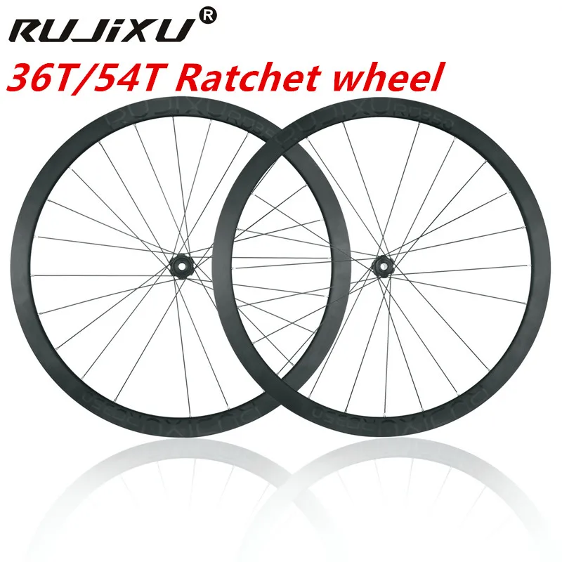 RD350-T RUJIXU 36T 54T Ratchet wheel 700C deep ultrasound Light road bicycle Center lock disc brake wheelset aluminum  wheel