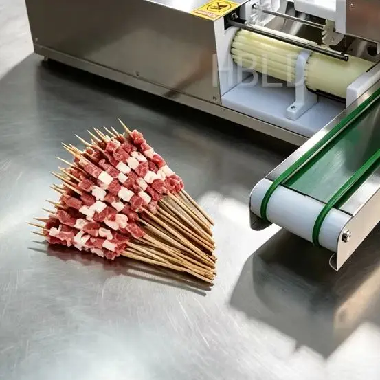 Pneumatic Skewer Machine, Automatic Bbq Stringing Equipment, Commercial Meat Vegetable Skewer Threading Maker