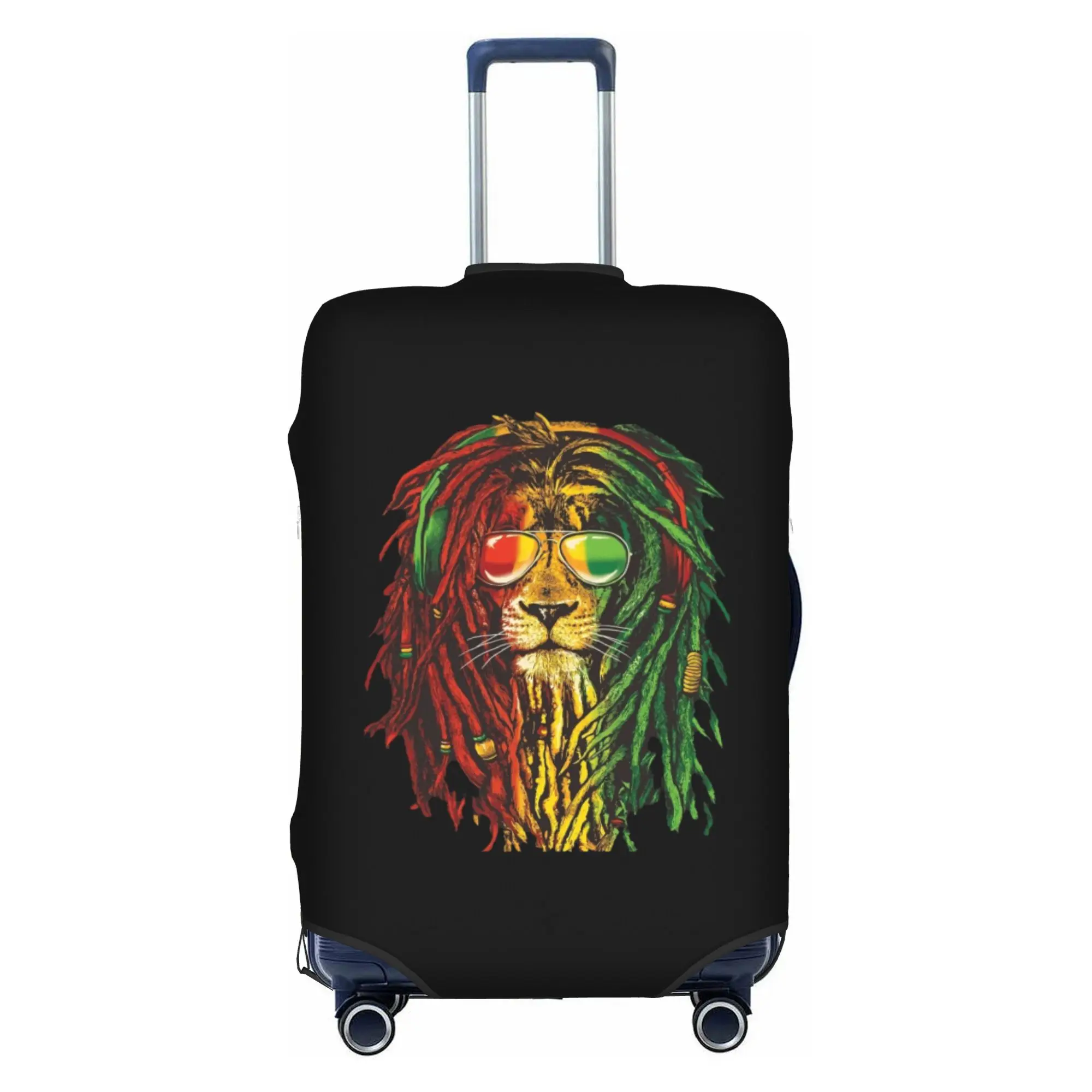 Rasta Reggae Lion Sunglass Art Luggage Cover Protector Pride Rastafarian Lover Travel Suitcase Protective Cover for 18-32 Inch