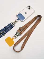Retro Embroidered Crossbody Mobile Phone Lanyard Removable Adjustable Neck Strap  with Clip Universal Phone Case Anti-lost Rope