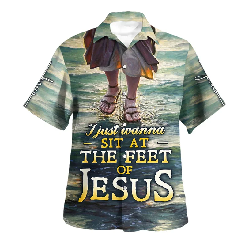 Camisas hawaianas de Jesús Love Me God PARA hombre y mujer, camisa Floral de verano, Tops de playa a la moda