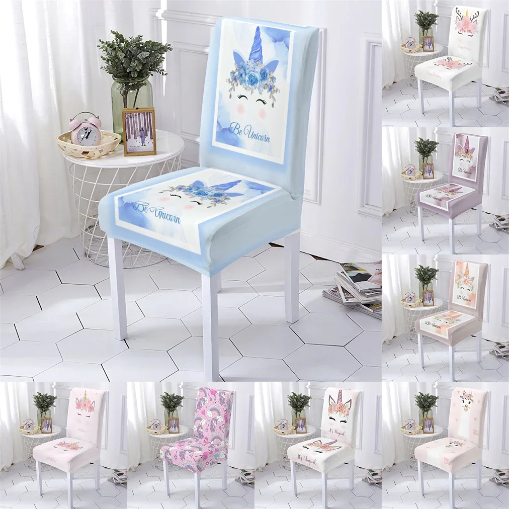 Cartoon Animal Style Chair Cover Office Chair Cover Unicorn Pattern Gamer Chairs Covers For Dining Room Chairs Home Stuhlbezug