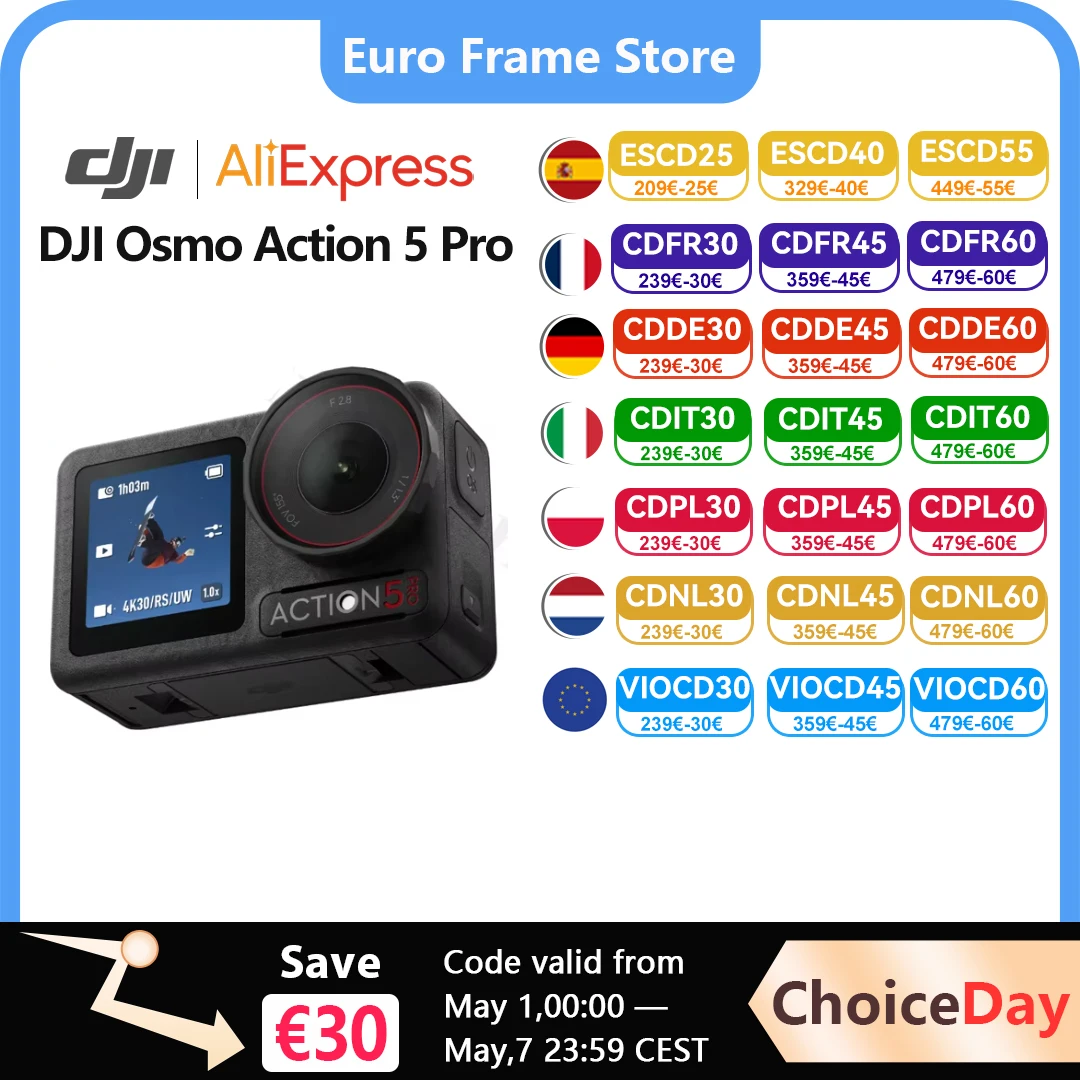 DJI Osmo Action 5 pro 1/1.3″ Sensor 4hrs Extended Battery Life Dual OLED High-Brightness Touchscreens Action 5