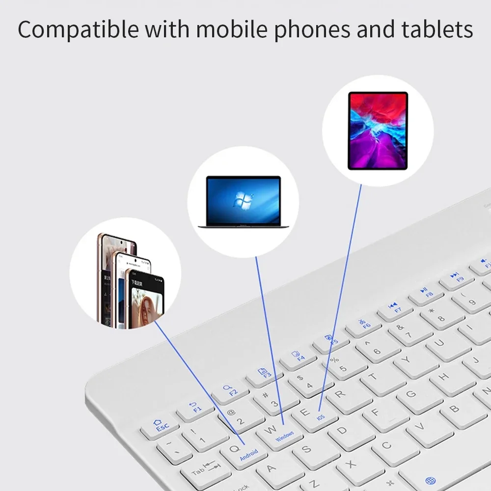 Novo Teclado e Mouse Sem Fio Bluetooth para Tablets IOS, Android e Windows, Teclado em Várias Línguas para iPad Air Mini Pro