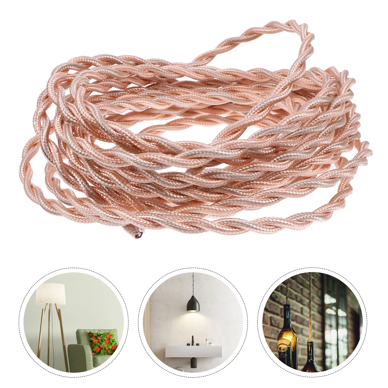 

1 Roll Fabric Cloth Covered Copper Electrical Wire Flexible Power Cord Vintage Twisted Wire DIY Accessories Lighting Pendant