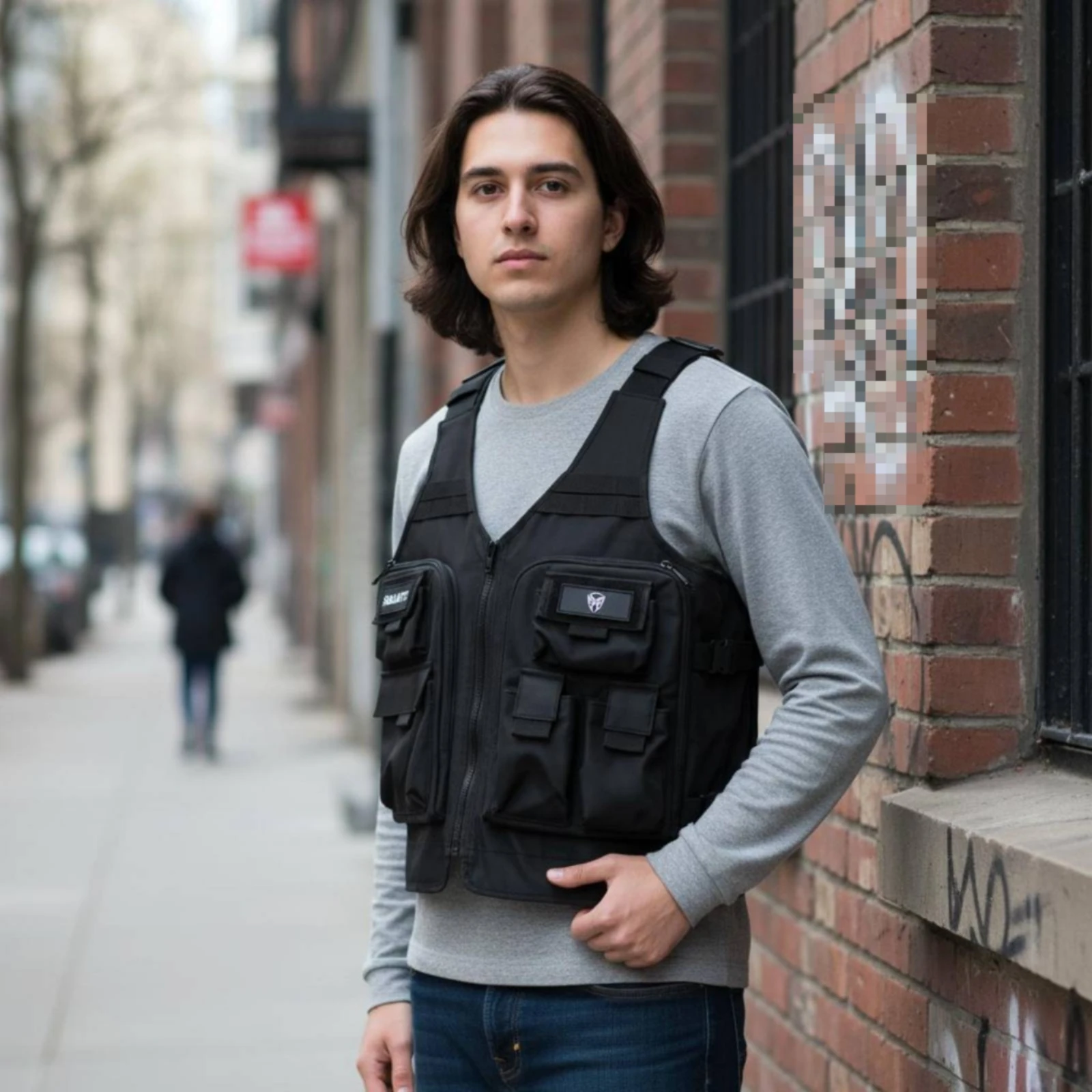 

Motorcycle Riding Vest Bag Structured Back Panel Dual-Purpose Vest Backpack Flap Pockets Front Zipper for Riders