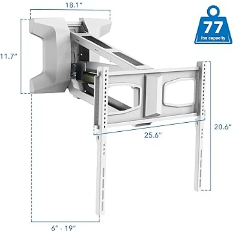 Motorized Fireplace TV Wall Mount Remote Control Electric Pull Down Mantel Mounting Bracket, Up to 77 Lbs Weight Cap
