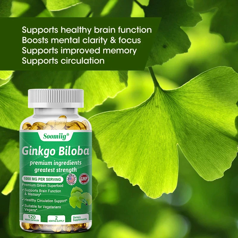 Private Label Ginkgo Biloba Supplements - for brain and mental alertness, boosting energy, mood, endurance, mental health