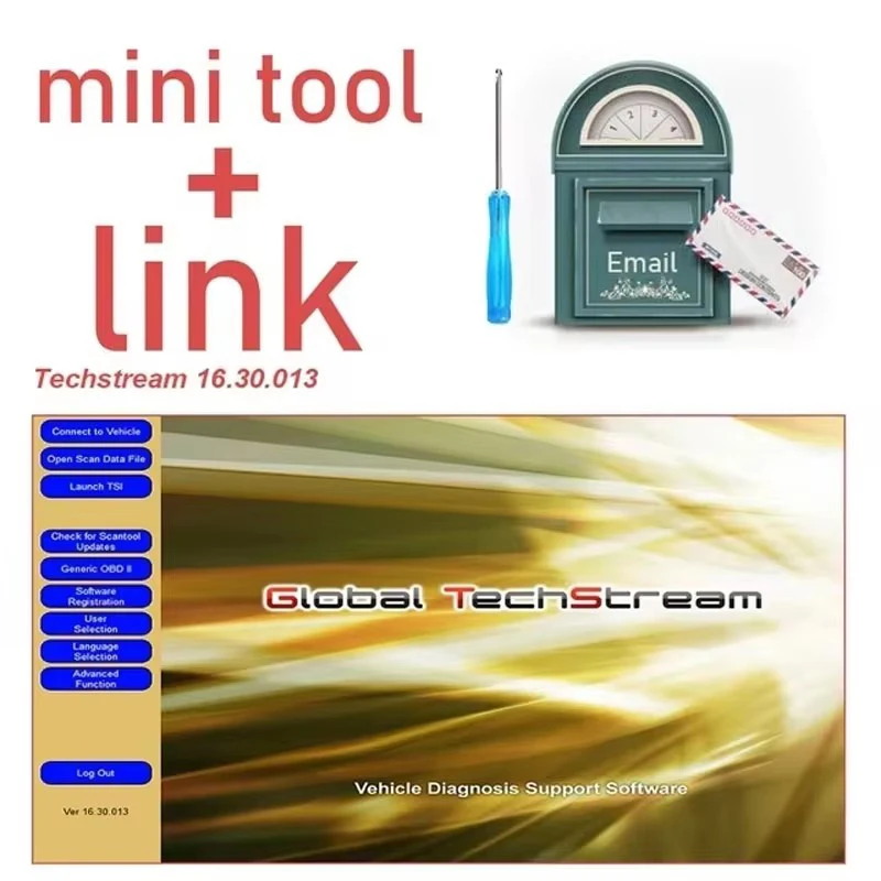 Toyota Techstream 16.30.013 applies to V16.30.013 scanning software New ECM ECU mini vci reprogrammed diagnose programming repro