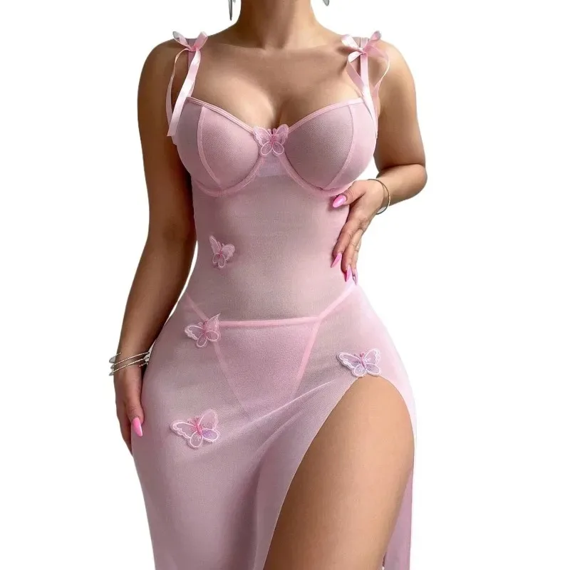 Sexy Lingerie Women Erotic Babydolls Nightdress Sexy Lace See Through Slim Dresses Female Exotic Chemises