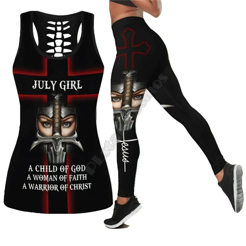 

A Child Of God Jesus 3D Printed Tank Top+Legging Combo Outfit Yoga Fitness Soft Legging Summer Women For Girl July-December