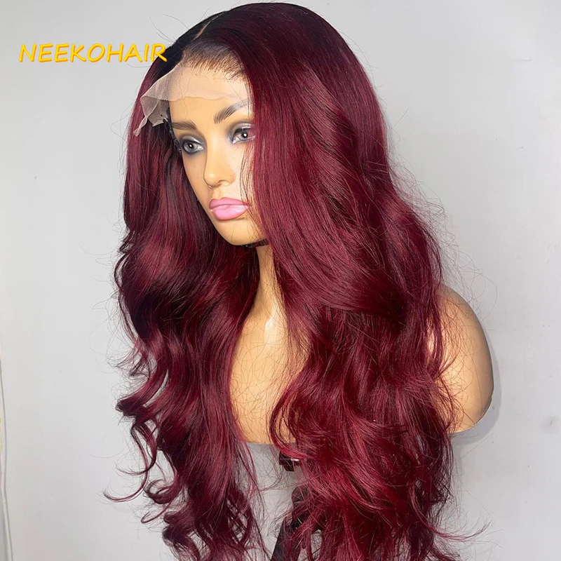 

13x4 Transparent Lace Frontal Wig Colored 1B/Burgundy 1B/Honey Blonde Body Wave 13x6HD Lace Front Wigs Human Hair Wigs For Women