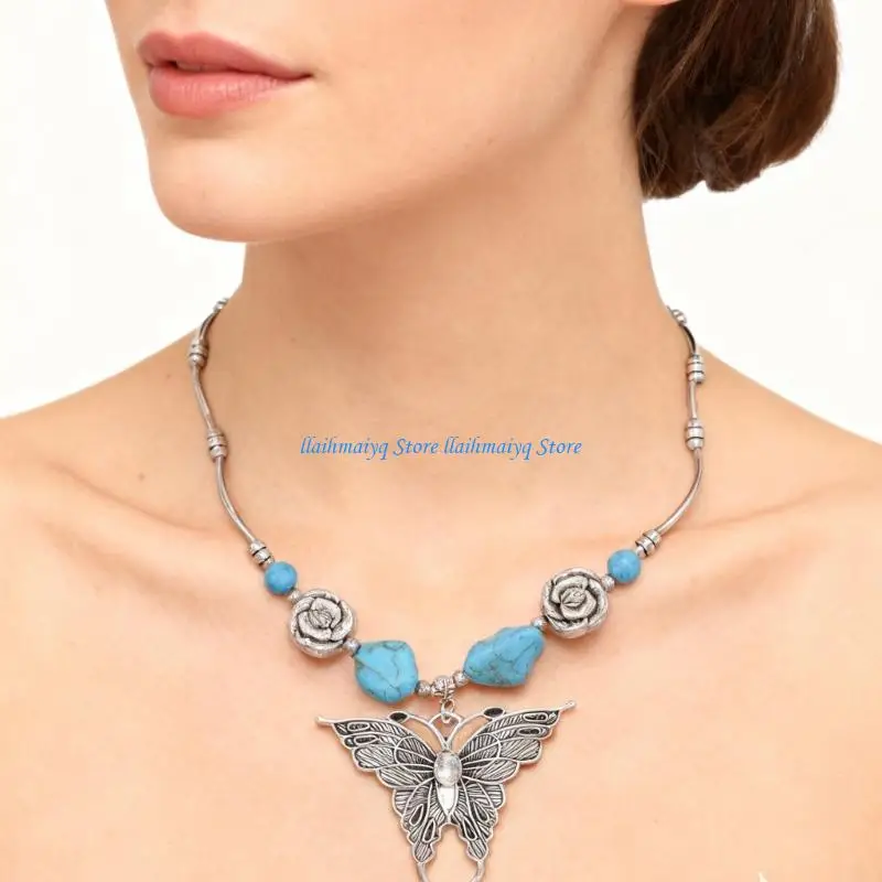 

573B Versatile Butterfly Pendant Necklace Lightweight Alloy Jewelry Adjustable Neckchain For Weddings Parties Travel