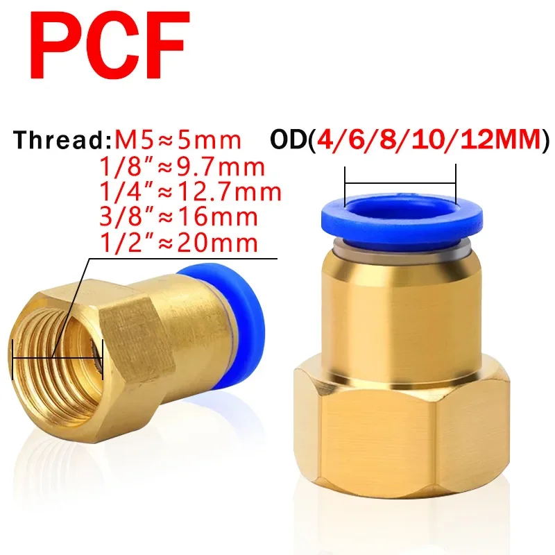 20/50 Pcs Pneumatic Air Connector Fitting PC PCF PL SL PB 6 8 10 12mm Thread 1/8 1/4