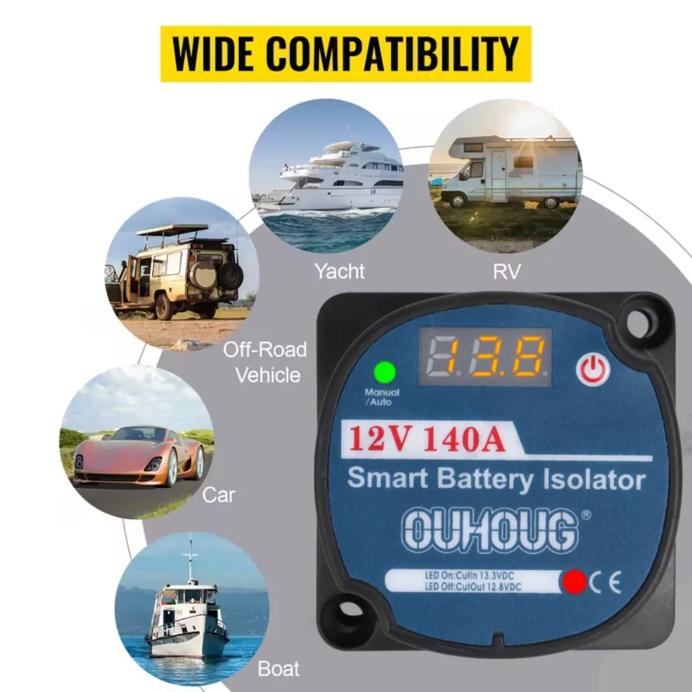 

VEVOR Split Charge Relay Kit 12V Automatic Battery Isolator Kit 12V AMP VSR 110Amp For Car Truck Caravan Camper Yacht Boats